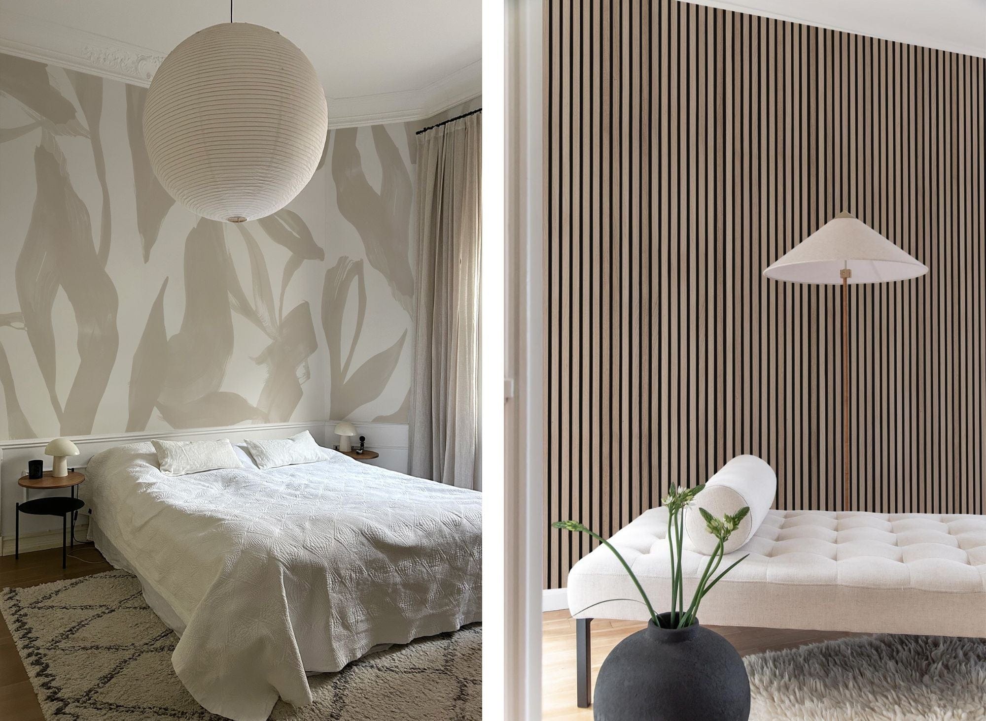 Elegant interior with wall mural